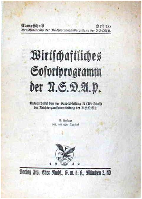 The National Socialist Job Creation Program pamphlet